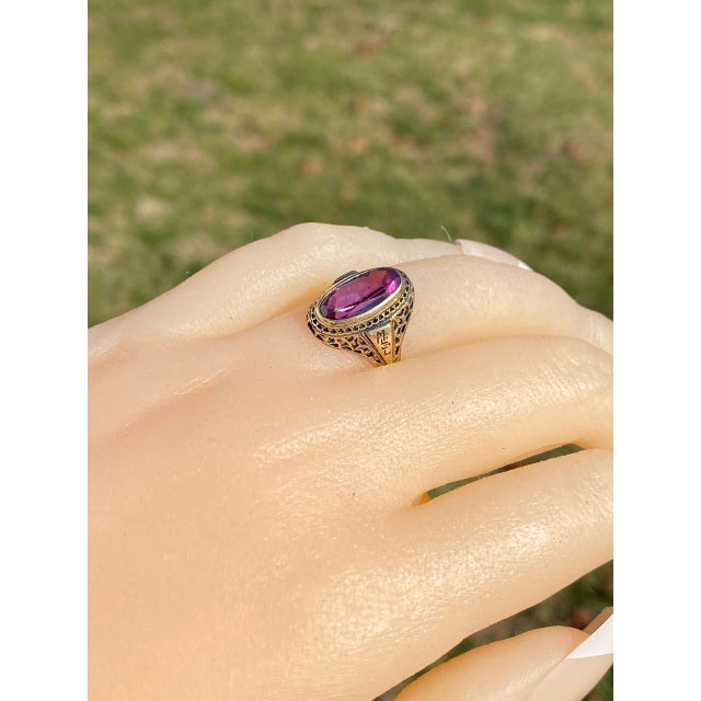 The Mount Elbert: Elongated Oval Sapphire in Antique Filigree Ring For Sale - Image 11 of 11