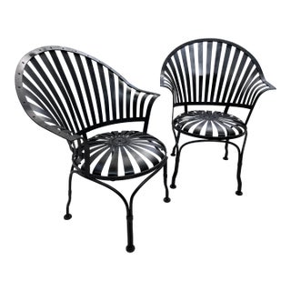 Vintage Francois Carre Fan Back Garden Chairs - A Pair For Sale