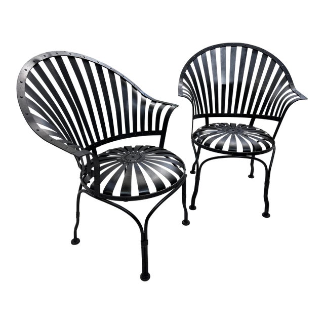 Vintage Francois Carre Fan Back Garden Chairs - A Pair For Sale