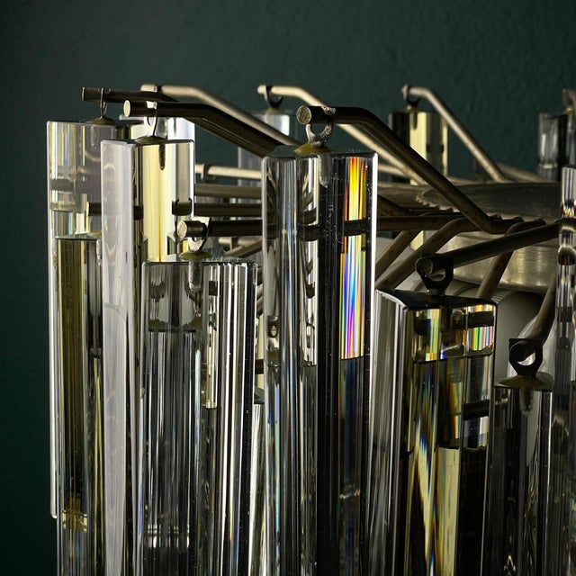 Vintage Italian Murano Glass Crystal Prism Chandelier from Venini, 1970s For Sale - Image 14 of 18