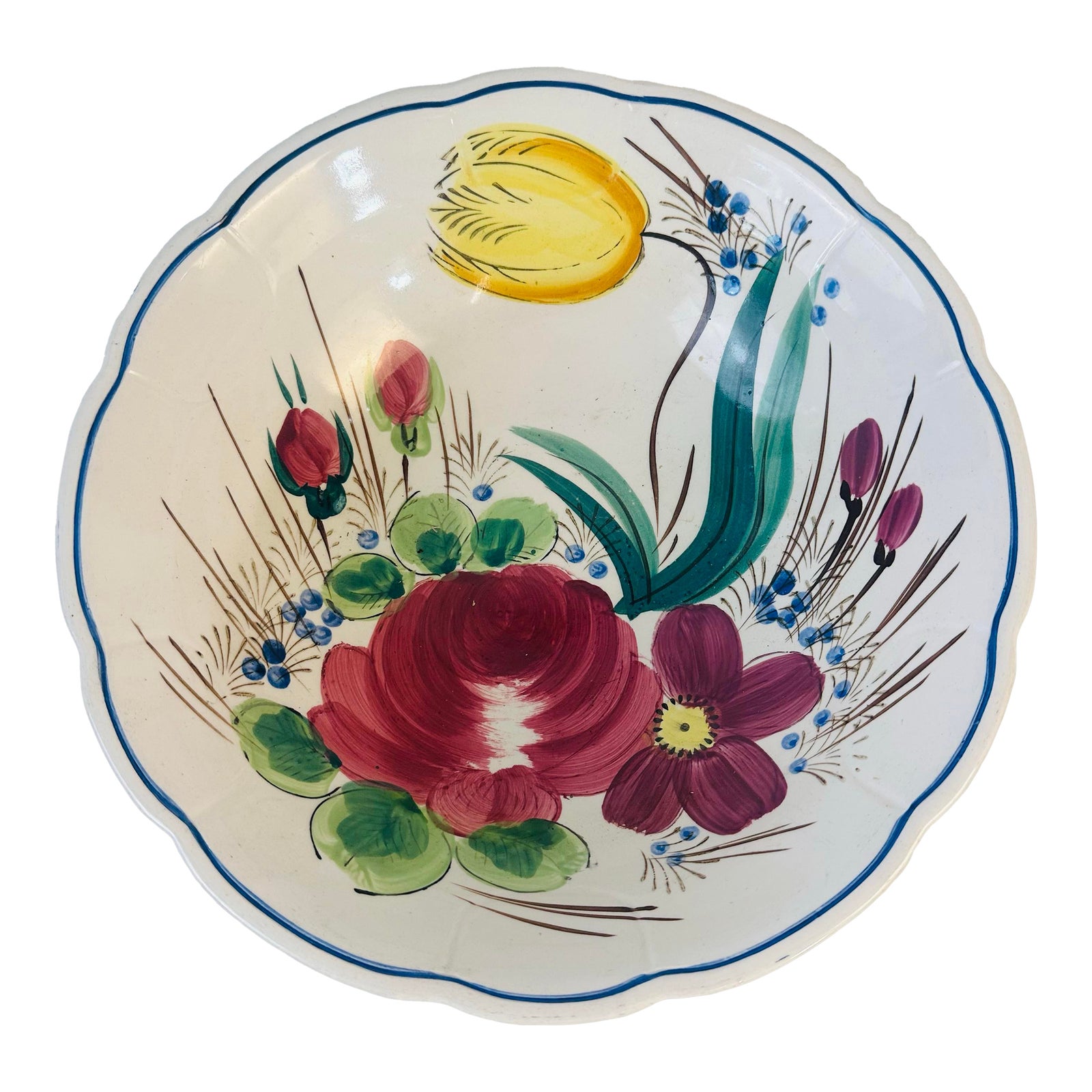 Large Hand Painted Bowl | Chairish