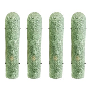 Impressive Hammered Green "Graniglia" Murano Glass Wall Sconces Set of 4 by SimoEng For Sale