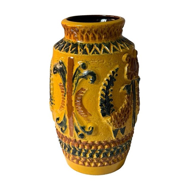 Ca. 1970, Western Germany made vase. Cool and clean design with a glazed inside. Marked at the bottom. measurements: 25 x...