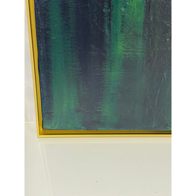 1968 Signed Abstract Figurative Painting in Navy & Emerald Green For Sale - Image 10 of 12