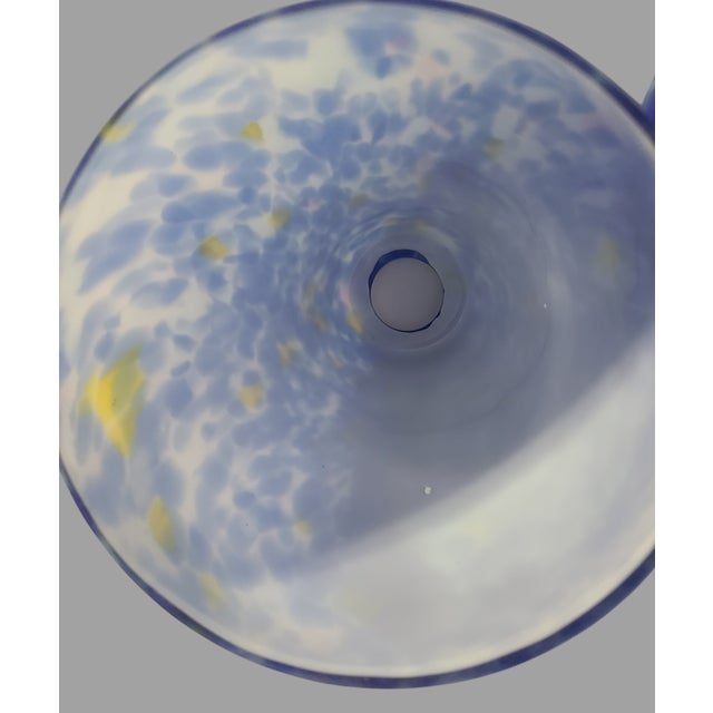 Glass Pair of Vintage Venetian Art Splatter Cased Glass Blue Pendant Shades For Sale - Image 7 of 7