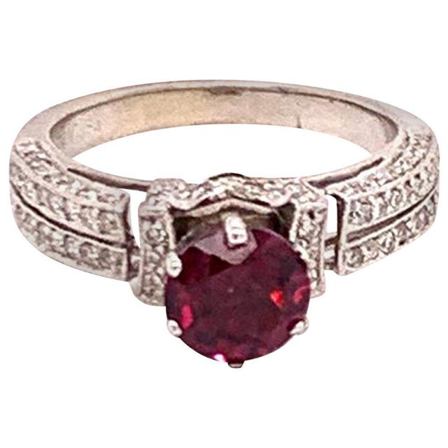 Diamond Tourmaline Rubellite Ring 4.5 14k Gold 1.38 TCW Women Certified For Sale - Image 9 of 12