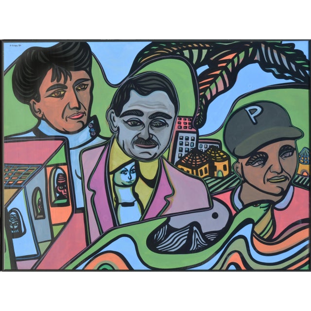 1980s 1980s The Three Philadelphians, Large-Scale Modern Figurative Cityscape by Dick Crispo For Sale - Image 5 of 5