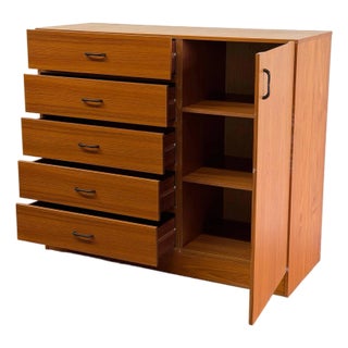 1960s Danish Mid Century Teak Gentleman’s Chest Tall Dresser Wardrobe Cabinet For Sale