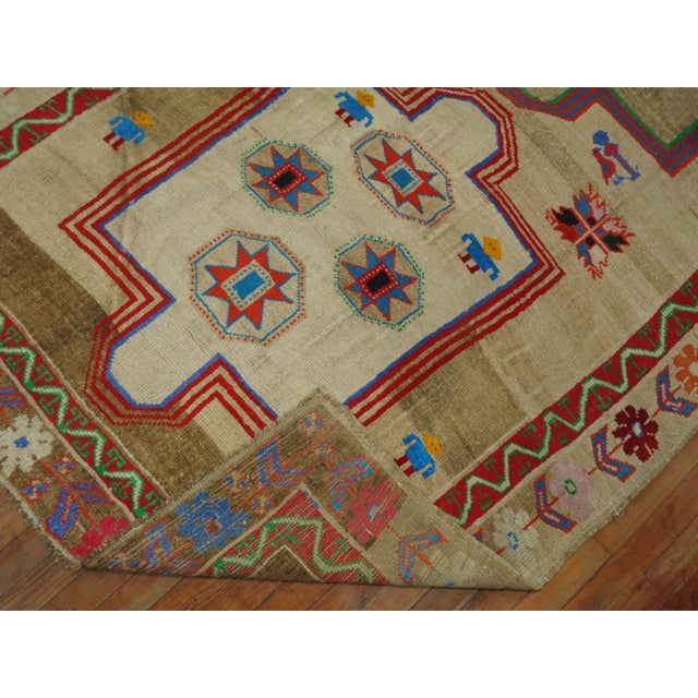 Arts & Crafts Zabihi Collection Wide Vintage Colorful Turkish Runner For Sale - Image 3 of 10