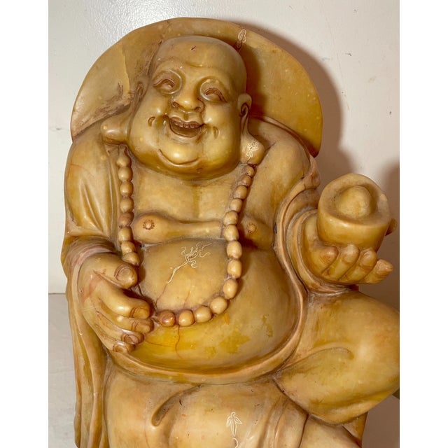 Share Huge Vintage 55 Pound Chinese Buddha God Soapstone Stone Sculpture Statue Figure For Sale - Image 12 of 14