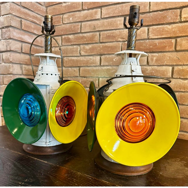 Pair of Vintage Railroad Switch Lamps For Sale In Austin - Image 6 of 12