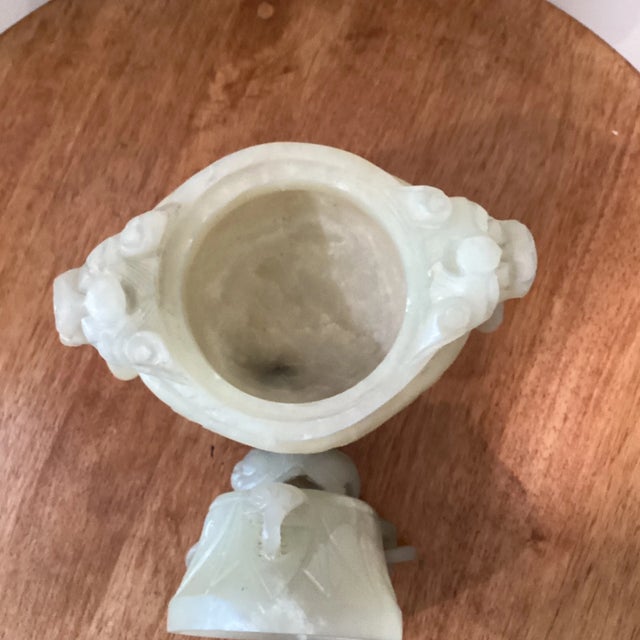Vintage Chinese Hand Carved Jade Fu Dog Incense Burner Large For Sale In Chicago - Image 6 of 11