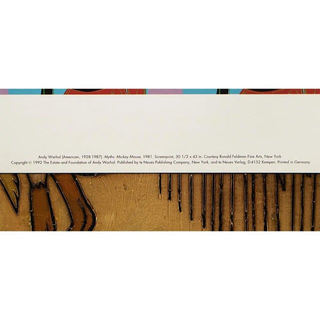 Andy Warhol 1992 the Andy Warhol Foundation Lithograph "Myths: Mickey Mouse" For Sale - Image 4 of 8