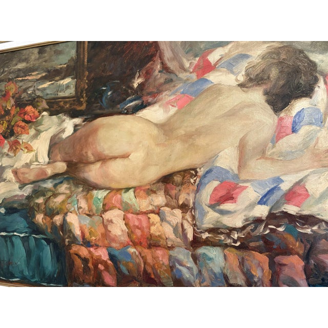 Framed Original Tim Benjamin (American, 1958-Present) Oil Painting on Canvas 'Resting Nude' For Sale - Image 12 of 18