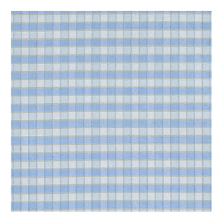 Schumacher Ingrid Silk Check Fabric in Sky For Sale
