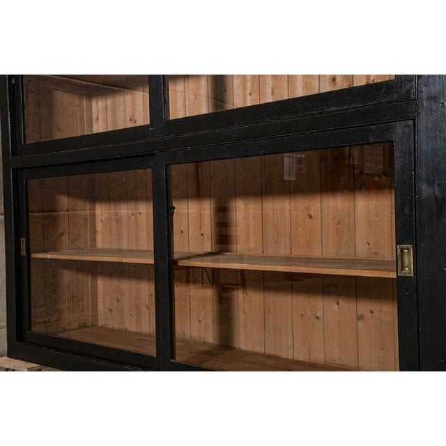 Large Antique English Ebonised Glazed Housekeepers Cabinet, 1880 For Sale - Image 16 of 18