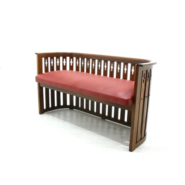 Viennese Arts & Crafts Oak Sofa and Chair, 1920s, Set of 2 For Sale - Image 3 of 15