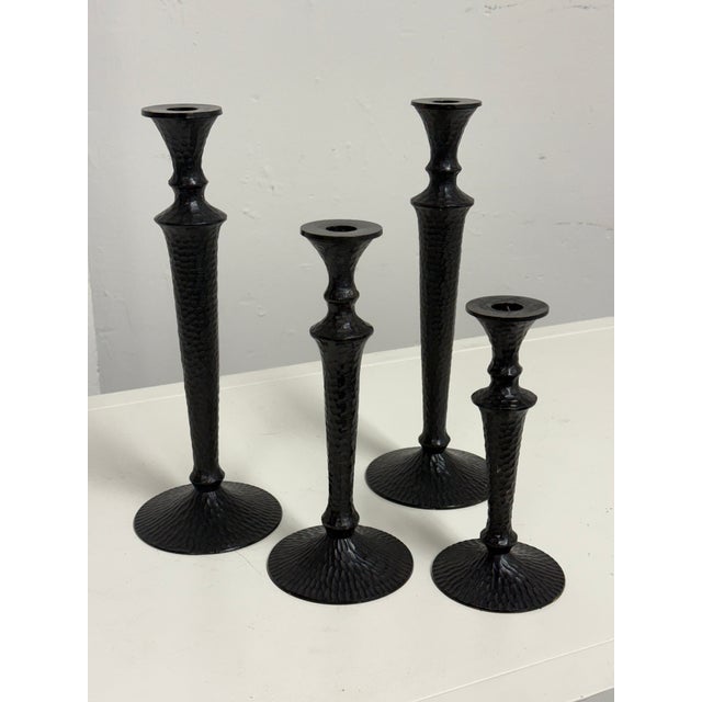 Pottery Barn Pottery Barn Seville Hammered Metal Candle Holders, Set of Four For Sale - Image 4 of 12