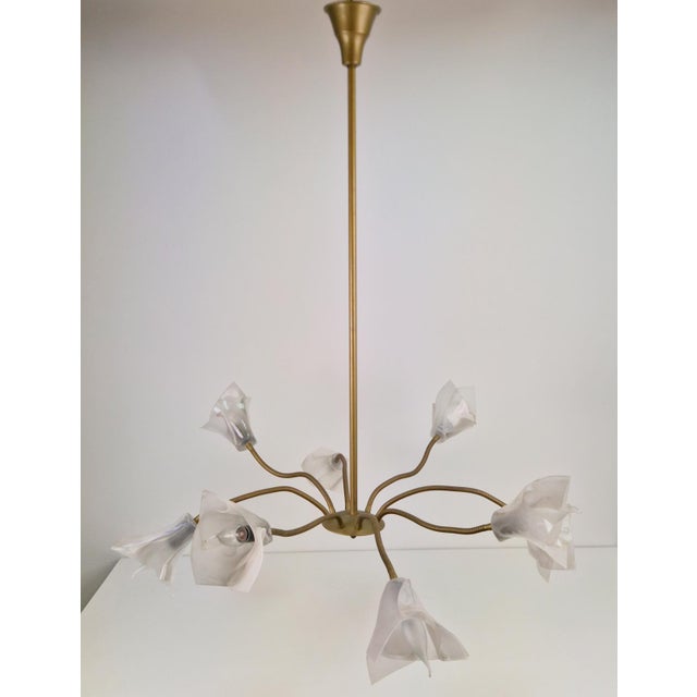 Vintage Flex Pendant Light with Eight Arms in Brass and Acrylic, 1970 For Sale - Image 11 of 15