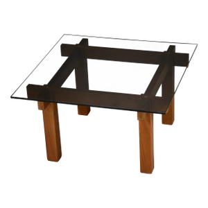 1960s Refinished Teak and Glass Square Coffee Table
