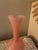 Vintage Italian-Style Pink Opaline Glass Trumpet Vase With Iridescent Pedestal For Sale - Image 4 of 9