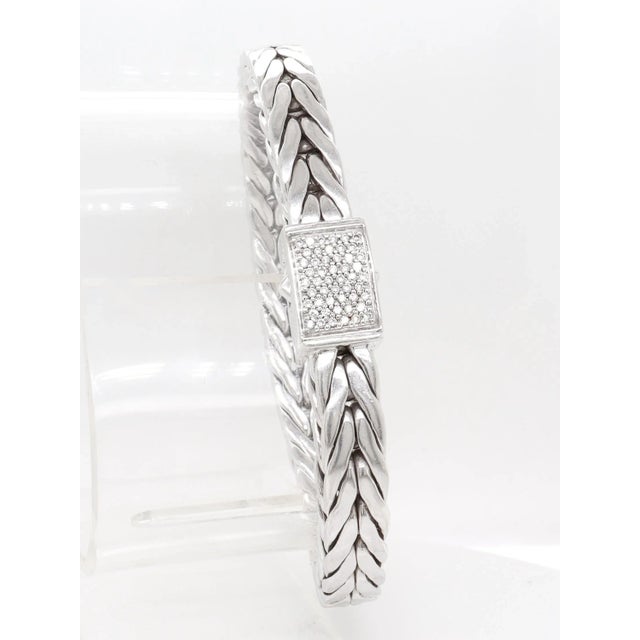 John Hardy 9mm Sterling Silver 'Icon' Chain Bracelet With Diamond Clasp For Sale - Image 4 of 17
