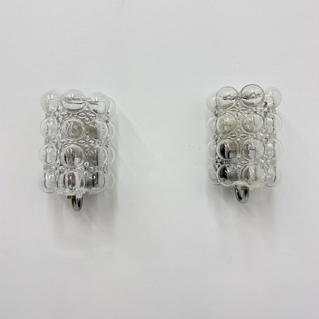 Bubble Glass Wall Lamps by Helena Tynell for Limburg, Germany, 1970s, Set of 2, in Good conditions. Designed 1970 to 1979...