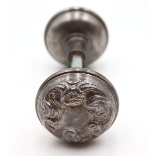 Early 20th Century Pair of 1900s Steel Art Nouveau Passage Door Knobs For Sale - Image 5 of 5