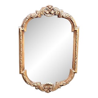 Scrolled Gold-Frame Vertical Wall Mirror For Sale