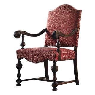 Danish Baroque Louis XV Style Oak Armchair, 1800s For Sale