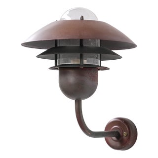Danish Copper and Glass Wall Light For Sale