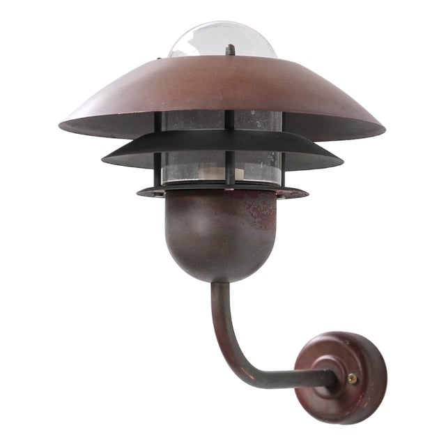 Danish Copper and Glass Wall Light For Sale