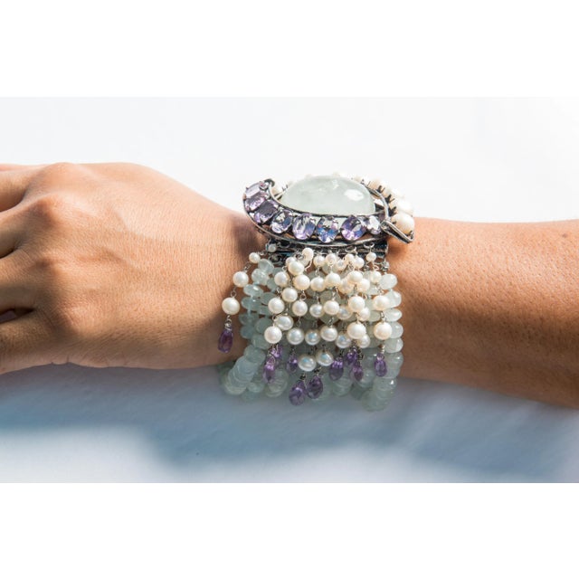 1990s Iradj Moini light green gemstone, amethyst bracelet For Sale - Image 9 of 11