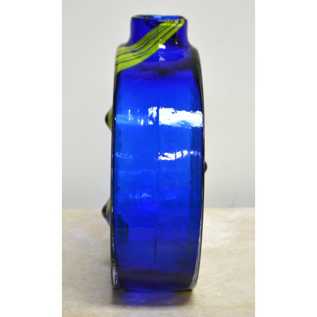 Glass Studio, Murano 1974s Jan Gabrhel Chlum U Trebone Blue and Green Glass Vase Vessel Czech Republic For Sale - Image 4 of 10