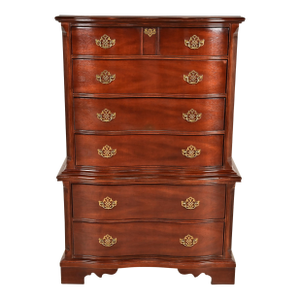 Chippendale Carved Mahogany Serpentine Front Six-Drawer Highboy Dresser