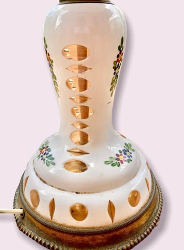 1920s Czechoslovakian Cut to Clear Cased Glass Table Lamp Table Lamps