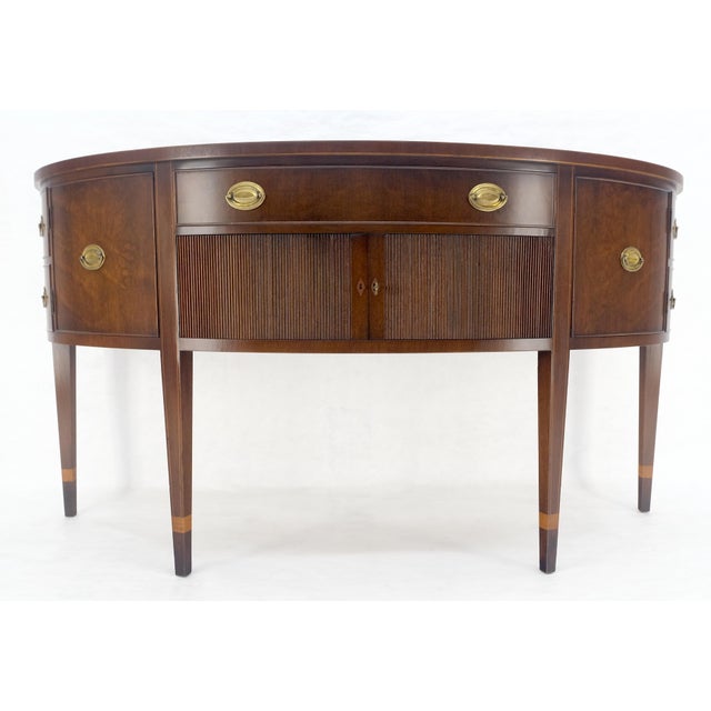 Wood Kittinger Georgian 6' Long Rounded Demi Lune Sideboard Credenza Server Cabinet For Sale - Image 7 of 13