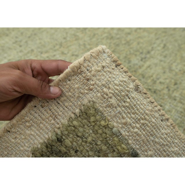 8x10 Natural Wool Jute Cream Green Solid Premium Rug For Sale - Image 17 of 17