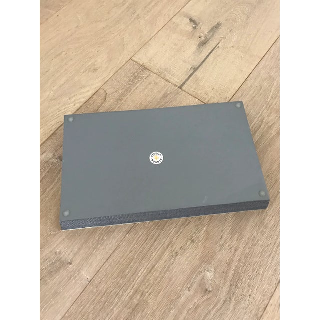 Pigeon & Poodle Maranello Steel Blue/White Abaca Medium Tray For Sale In Los Angeles - Image 6 of 9
