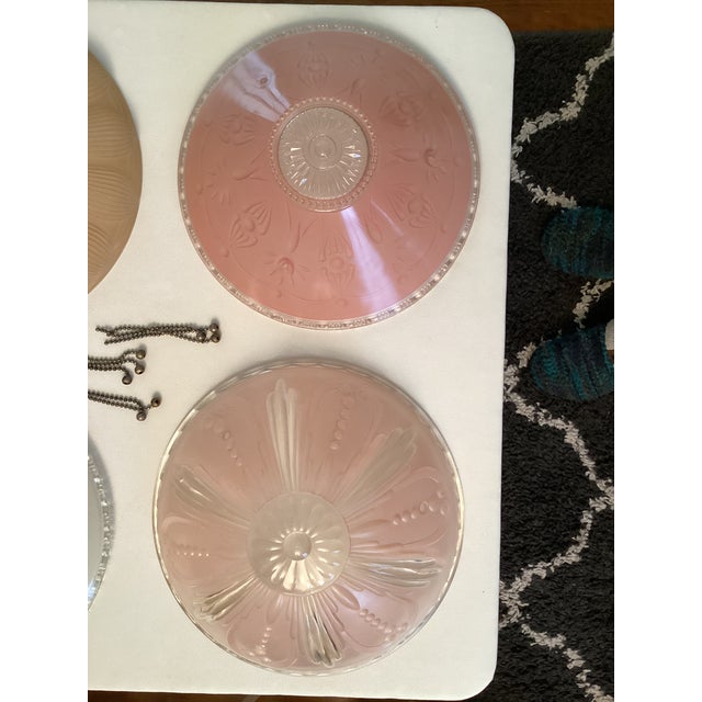 Vintage Patterned Glass Ceiling Shades - Set of 4 For Sale In Richmond - Image 6 of 15