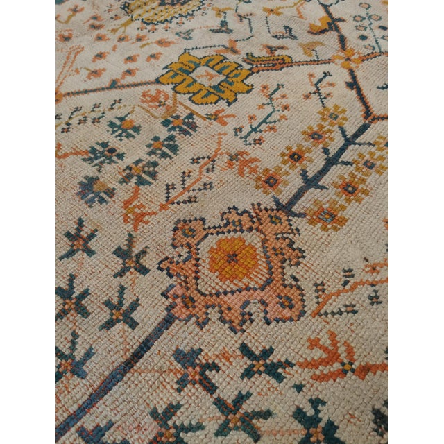 Antique Oushak Carpet, Oriental Rug, Handmade Ivory, Muted Orange, Soft Saffron For Sale - Image 18 of 18