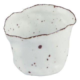 Ceramic Vase in White Glaze with Brown Accents from Royal Copenhagen, 1980s For Sale