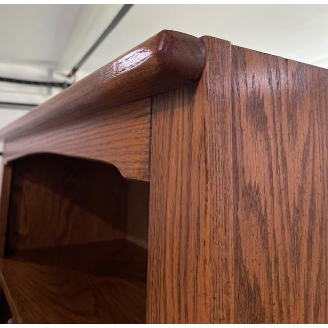 Brown Vintage Harrison Solid Oak Gentleman’s Chest and Queen Headboard & Bed Frame Set For Sale - Image 8 of 11
