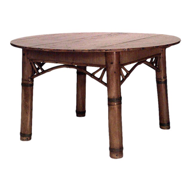 Early 20th Century Bamboo And Pine Round Dining Table Chairish