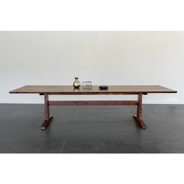 Handcrafted Columbia Trestle Table in Oregon Black Walnut, 84" x 36" x 30" For Sale - Image 4 of 7