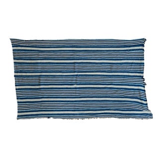 Indigo Blue Striped Throw - 3' x 5' For Sale