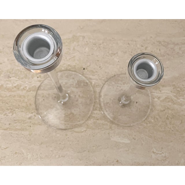 Modern Glass Candlesticks a Pair Chairish