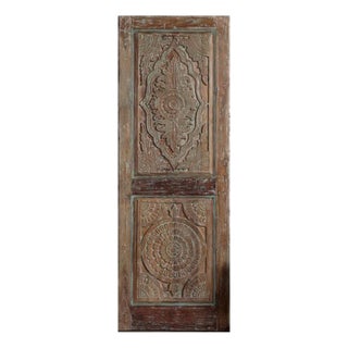 Antique Floral Carved Door in Green Hues | Hand-Carved Sliding or Hinged Barn Door 80 For Sale