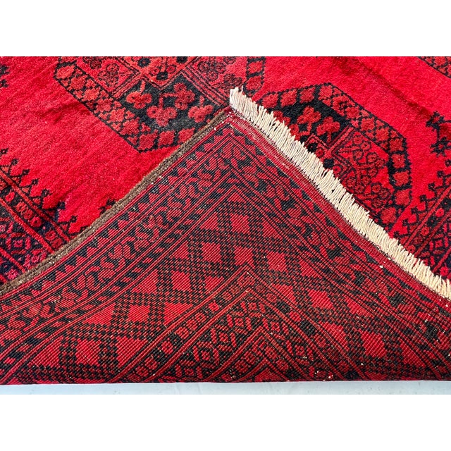 Vintage Afghan Khal Mohammad Aina Gul Bokhara Tribal Rug - 7'6" X 5'7" For Sale - Image 12 of 12