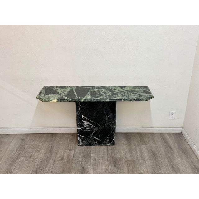 Black green marble table in good vintage condition